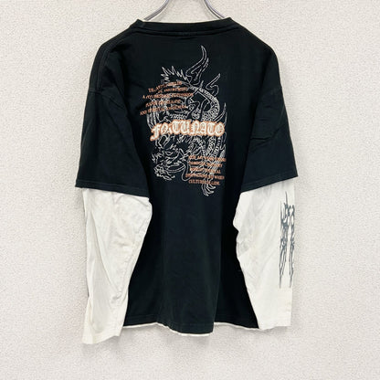 RERIZZO　レリッツォ　長袖Tシャツ/ロンT　レイヤードデザイン　ブラックレター　両面プリント　黒　ブラック　LLサイズ