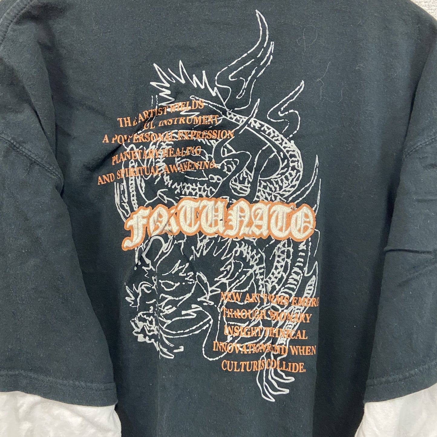 RERIZZO　レリッツォ　長袖Tシャツ/ロンT　レイヤードデザイン　ブラックレター　両面プリント　黒　ブラック　LLサイズ