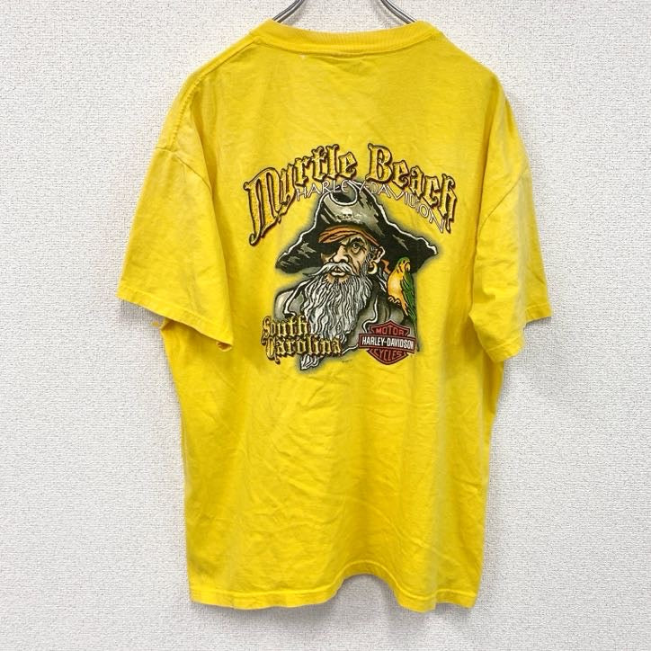 00s　HARLEY DAVIDSON　ハーレーダビッドソン　半袖プリントTシャツ　黄色　イエロー　