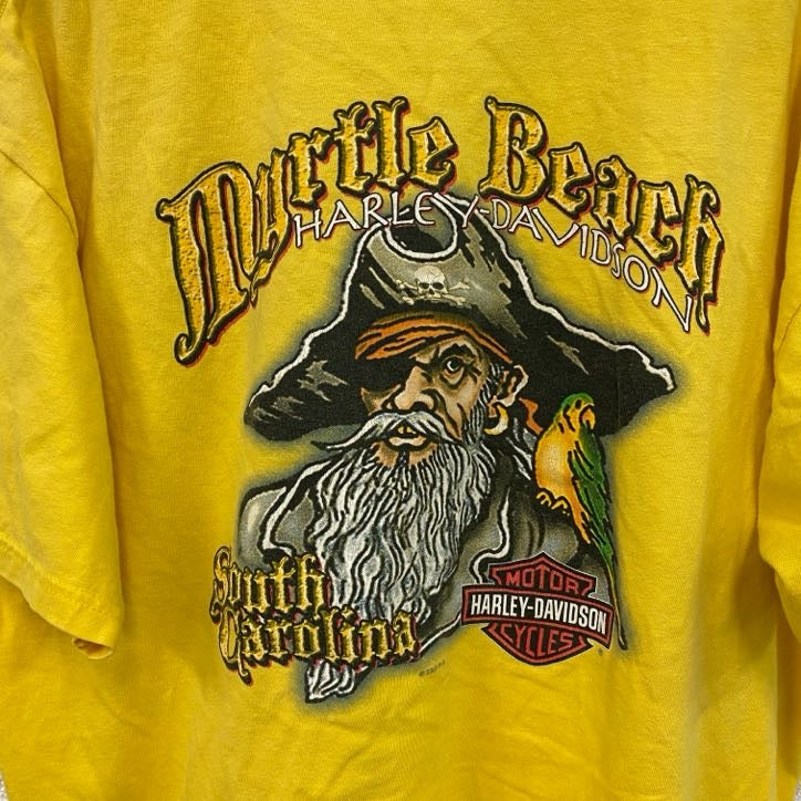 00s　HARLEY DAVIDSON　ハーレーダビッドソン　半袖プリントTシャツ　黄色　イエロー　