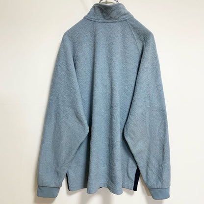 古着 used　FILA　フィラ　長袖ハーフジップフリースジャケット　ワンポイント刺繍　ハイネック　水色　ネイビー　Mサイズ