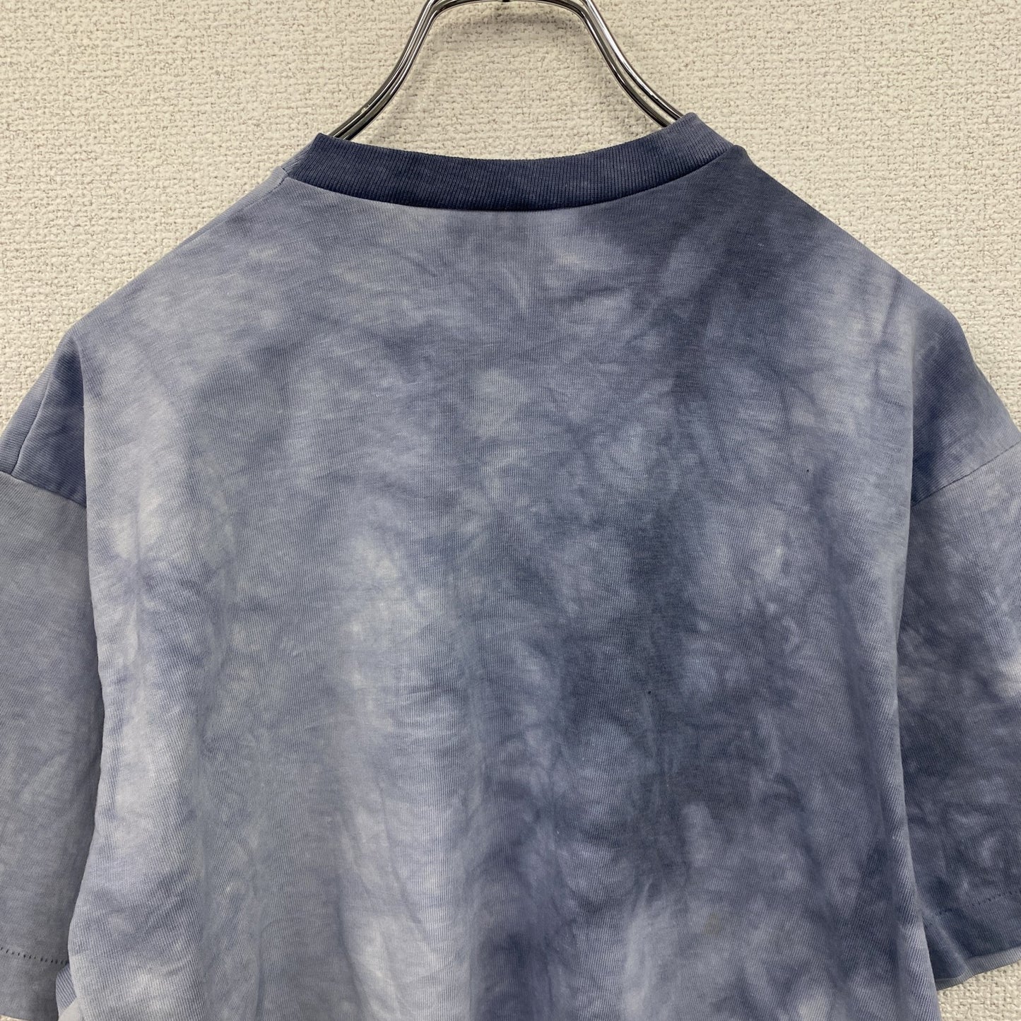 80s～　半袖リンガーTシャツ　シングルステッチ　ヴィンテージ　タイダイ柄　青　ブルー