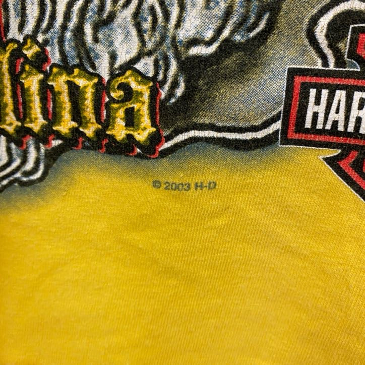 00s　HARLEY DAVIDSON　ハーレーダビッドソン　半袖プリントTシャツ　黄色　イエロー　