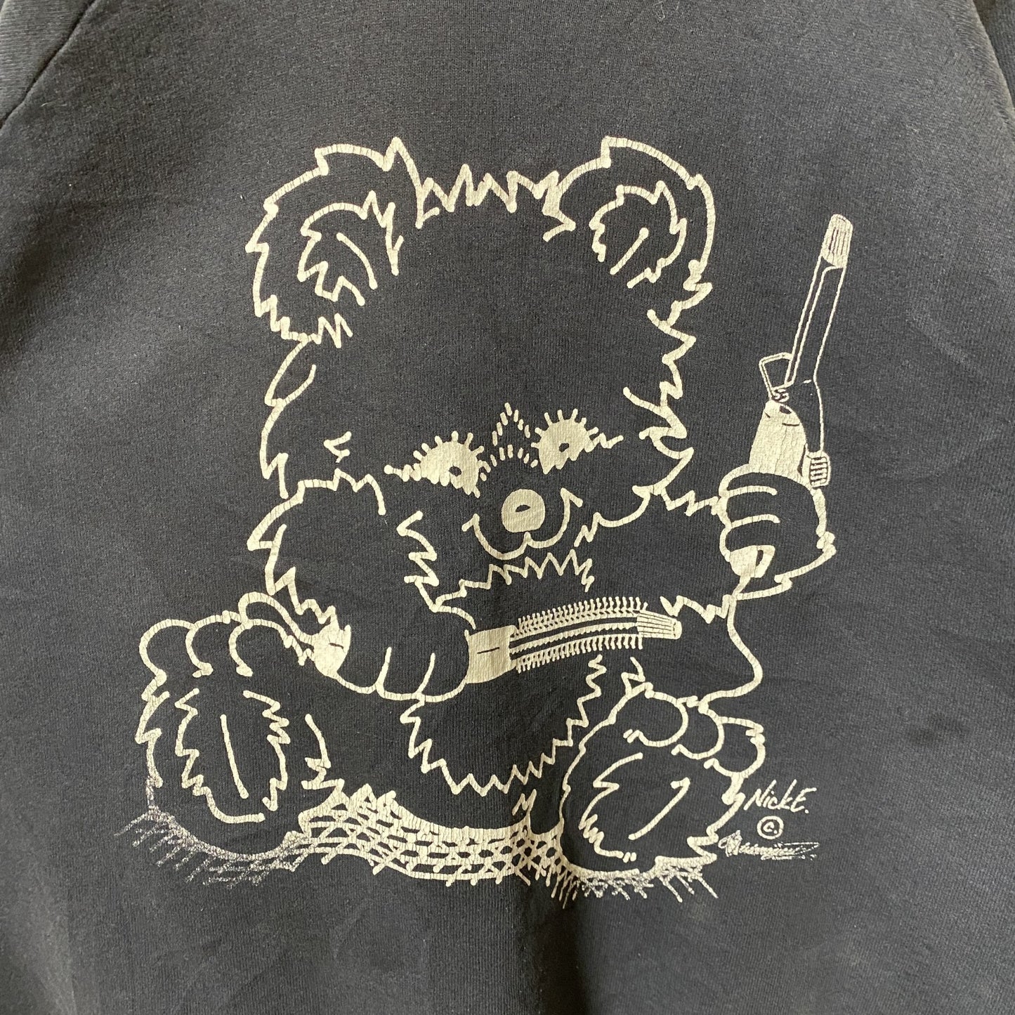 古着 used　FRUIT OF THE LOOM　長袖プリントスウェット　トレーナー　熊　アニマル　黒　ブラック　Mサイズ