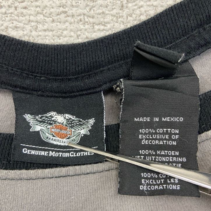 古着 used　HARLEY DAVIDSON　ハーレーダビッドソン　長袖プリントTシャツ　黒　ブラック　灰色　グレー　Lサイズ