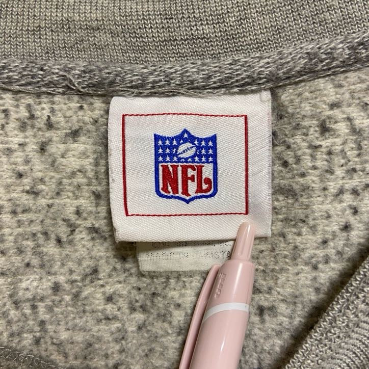 古着 used　NFL ワシントンレッドスキンズ　長袖スナップボタンスウェット　トレーナー　ヘンリーネック　グレー　XLサイズ