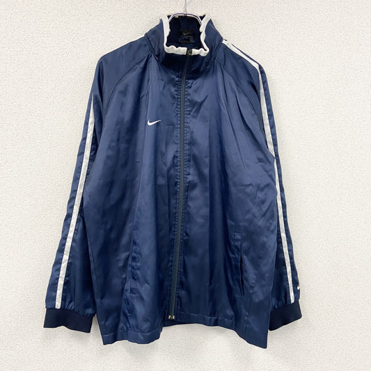 00s　NIKE　ナイキ　トラックジャケット/ジャージ　スウッシュ　刺繍ロゴ　ラグランスリーブ　紺　ネイビー　Lサイズ
