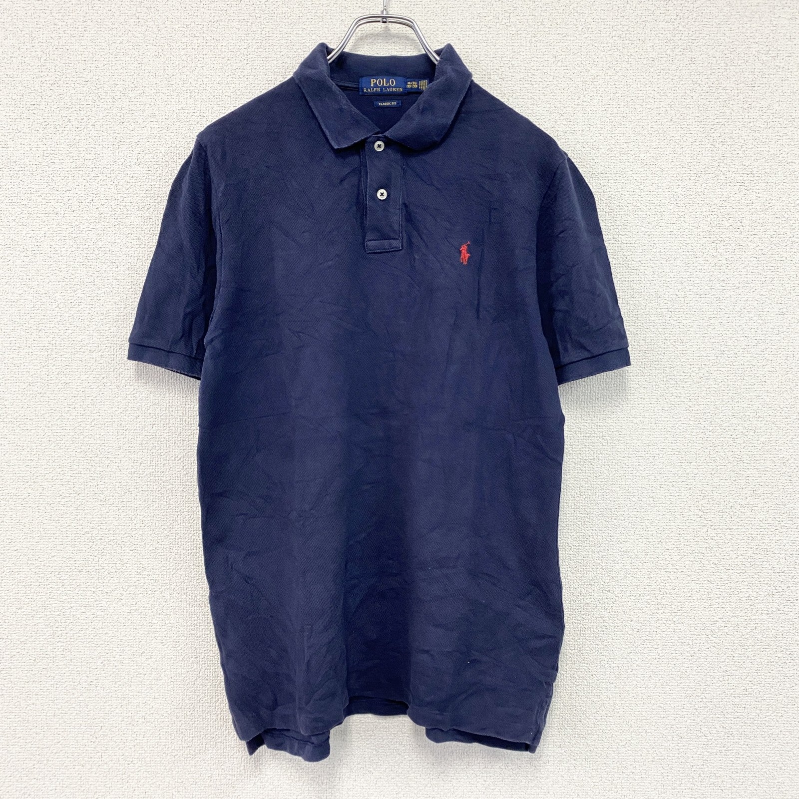POLO RALPH LAUREN　ポロラルフローレン　半袖ポロシャツ　刺繡ロゴ　紺　ネイビー　XLサイズ