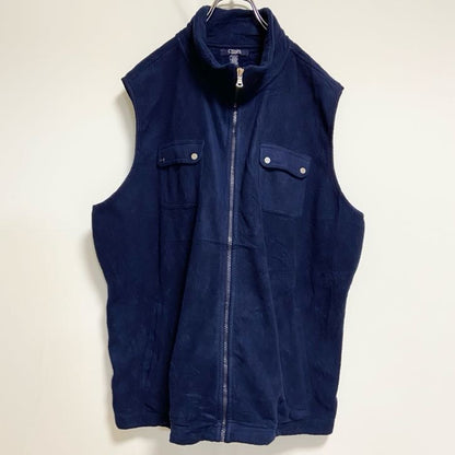 古着 used　CHAPS チャップス　ジップアップワークベスト　フリース生地　ネイビー　紺　ビッグシルエット　3XLサイズ