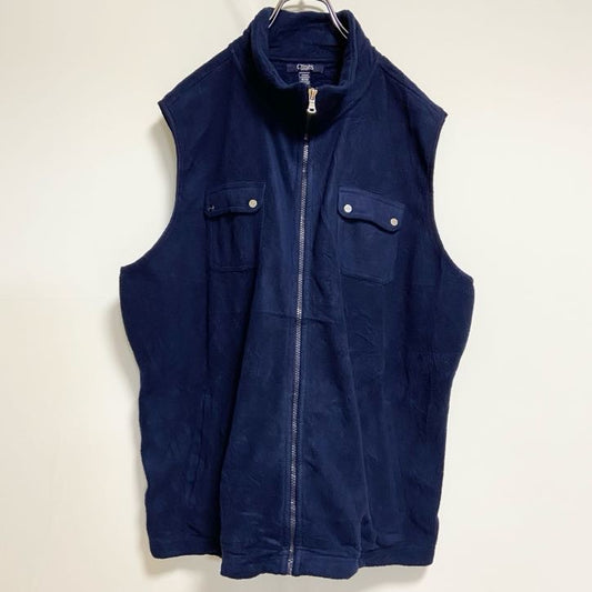 古着 used　CHAPS チャップス　ジップアップワークベスト　フリース生地　ネイビー　紺　ビッグシルエット　3XLサイズ