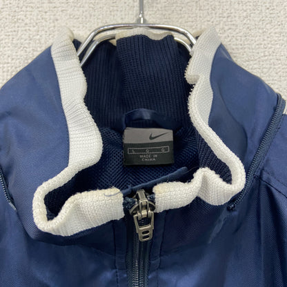 00s　NIKE　ナイキ　トラックジャケット/ジャージ　スウッシュ　刺繍ロゴ　ラグランスリーブ　紺　ネイビー　Lサイズ