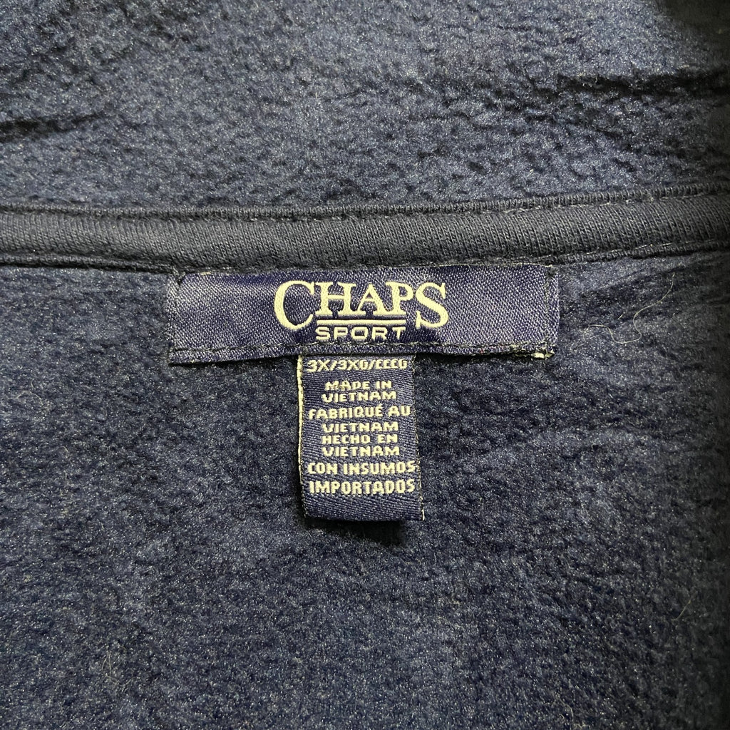 古着 used　CHAPS チャップス　ジップアップワークベスト　フリース生地　ネイビー　紺　ビッグシルエット　3XLサイズ