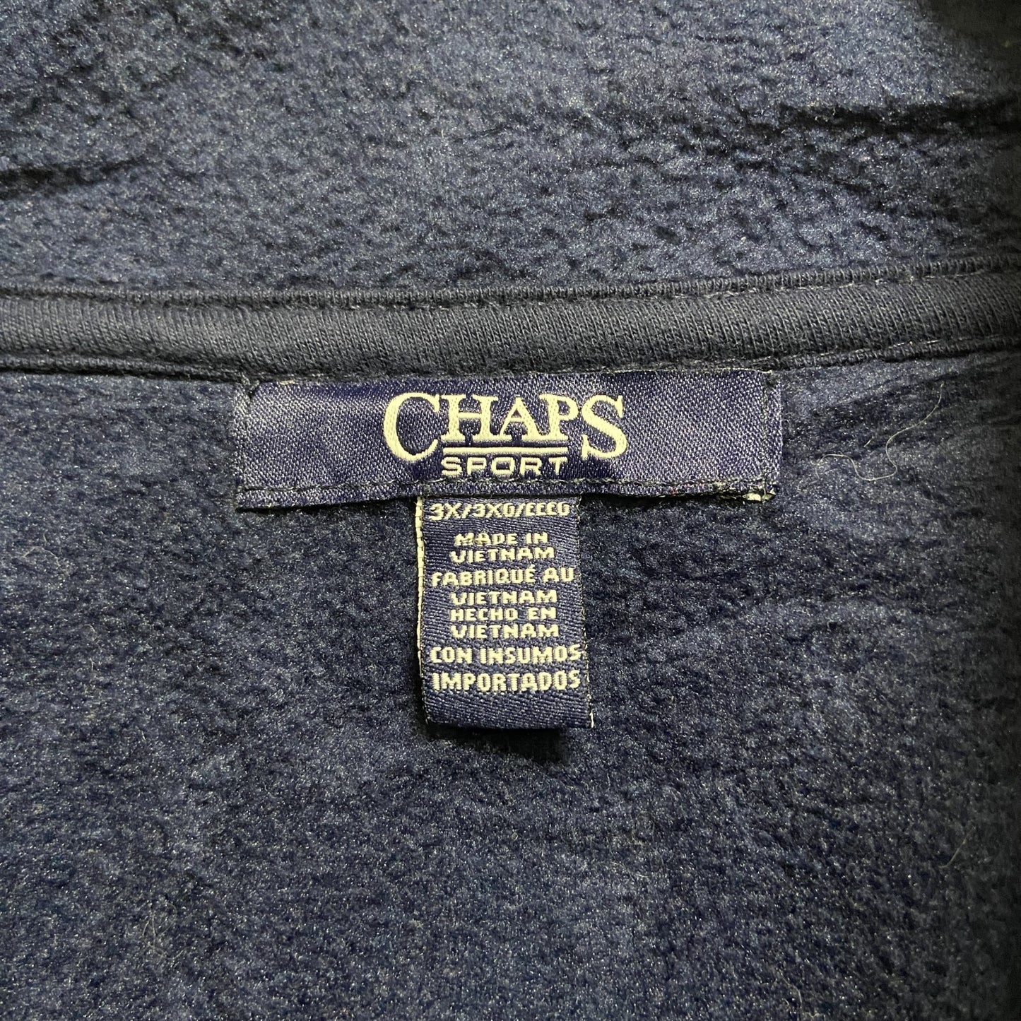 古着 used　CHAPS チャップス　ジップアップワークベスト　フリース生地　ネイビー　紺　ビッグシルエット　3XLサイズ
