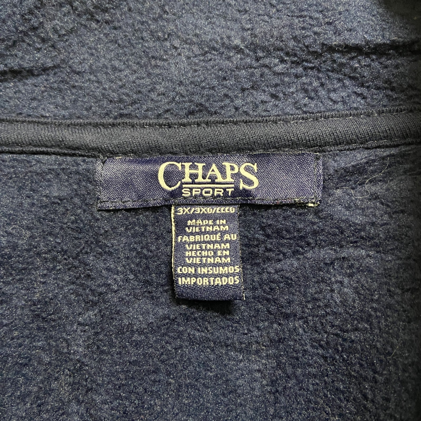 古着 used　CHAPS チャップス　ジップアップワークベスト　フリース生地　ネイビー　紺　ビッグシルエット　3XLサイズ