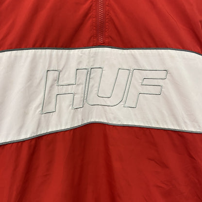 HUF　ハフ　ハーフジッププルオーバージャケット　デカロゴ　赤　レッド　Lサイズ