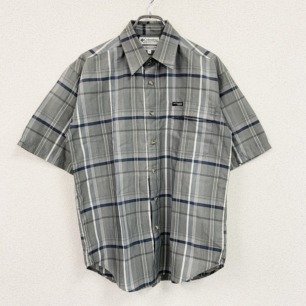 Columbia　コロンビア　半袖シャツ　チェック柄　灰色　グレー　Sサイズ