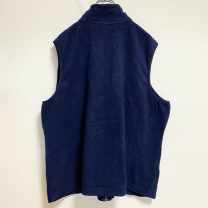 古着 used　CHAPS チャップス　ジップアップワークベスト　フリース生地　ネイビー　紺　ビッグシルエット　3XLサイズ
