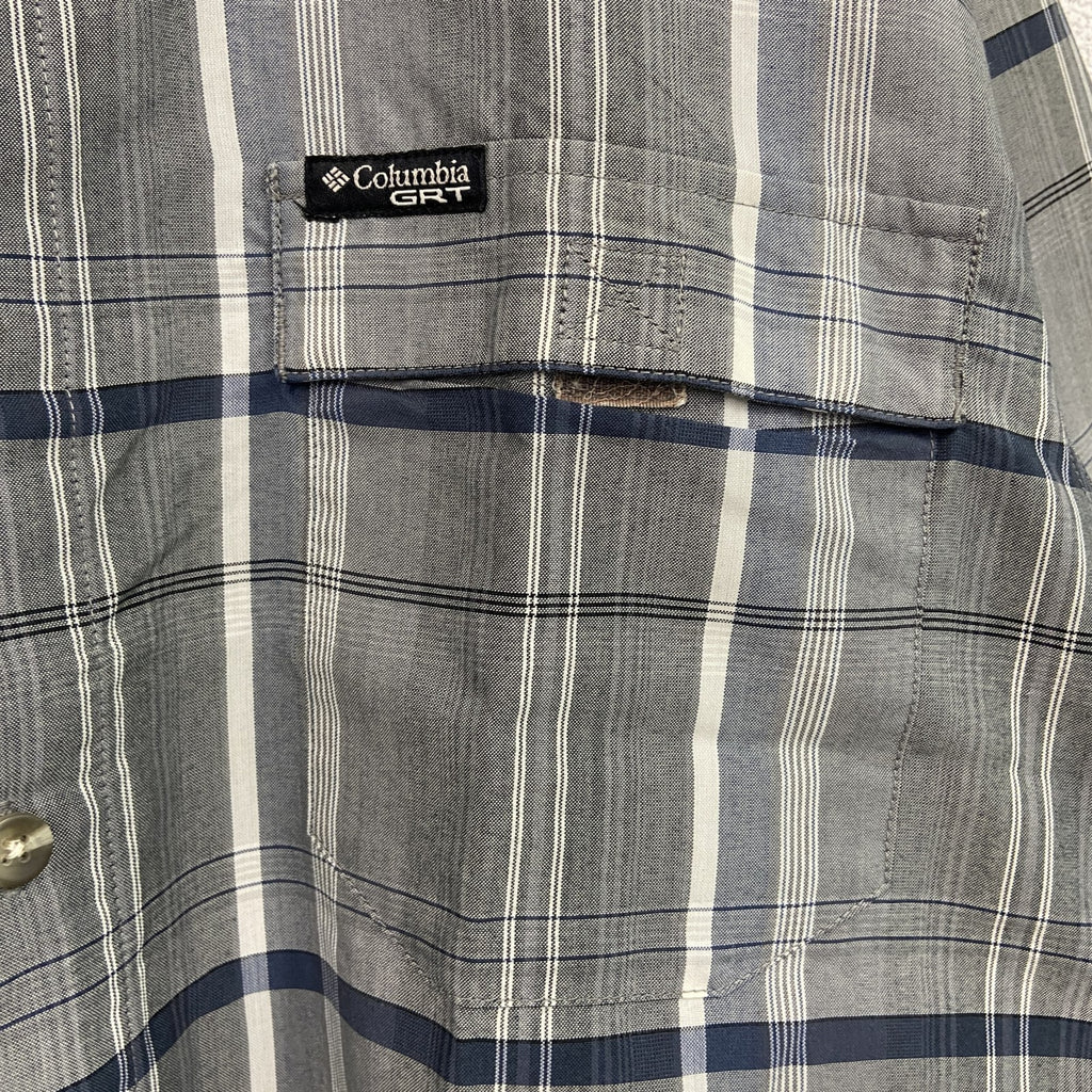 Columbia　コロンビア　半袖シャツ　チェック柄　灰色　グレー　Sサイズ