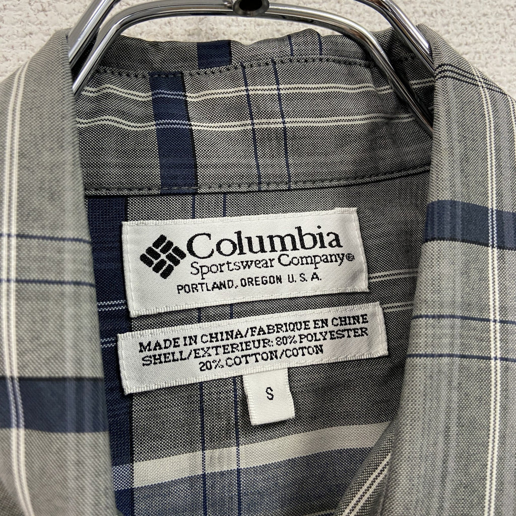 Columbia　コロンビア　半袖シャツ　チェック柄　灰色　グレー　Sサイズ