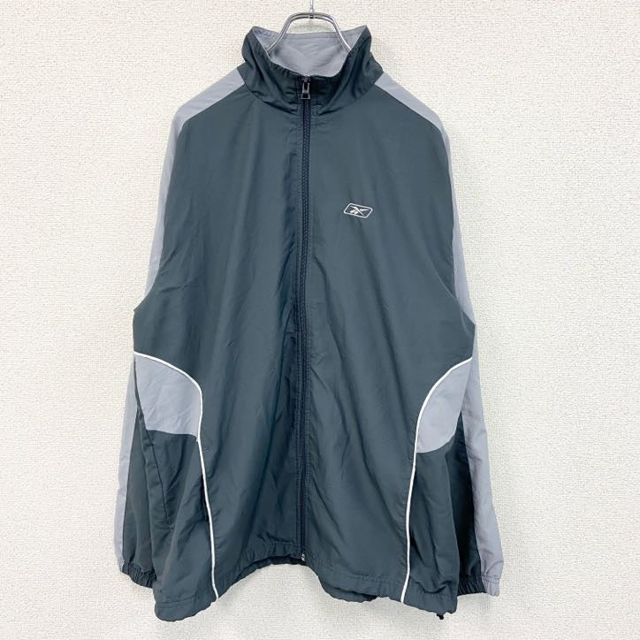 古着 used　Reebok　リーボック　フルジップナイロンジャケット　紺　ネイビー　XLサイズ