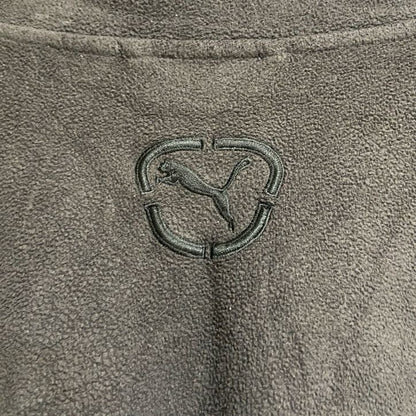 古着 used　PUMA　プーマ　長袖ハイネックフリースジャケット　ジップアップアウター　ワンポイント刺繍　黒　ブラック　秋冬服