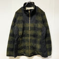 古着 used PENDLETON ペンドルトン　長袖フルジップフリース　ボアジャケット　オンブレチェック　黒緑　Ⅼサイズ　