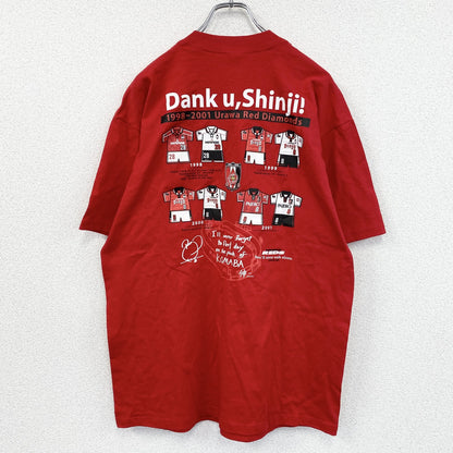 ～00s　GILDAN　小野伸二　浦和レッズ　フェイエノールト　半袖プリントTシャツ　赤　レッド　Lサイズ