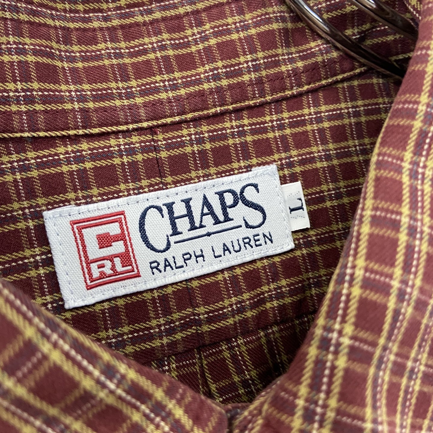 CHAPS　チャップス　Ralph Lauren　ラルフローレン　長袖ボタンダウンシャツ　チェック柄　赤茶色　Lサイズ