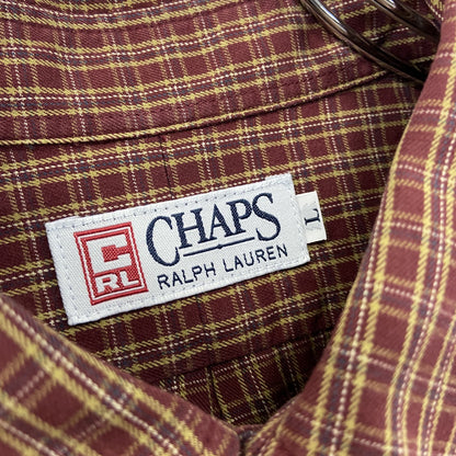 CHAPS　チャップス　Ralph Lauren　ラルフローレン　長袖ボタンダウンシャツ　チェック柄　赤茶色　Lサイズ