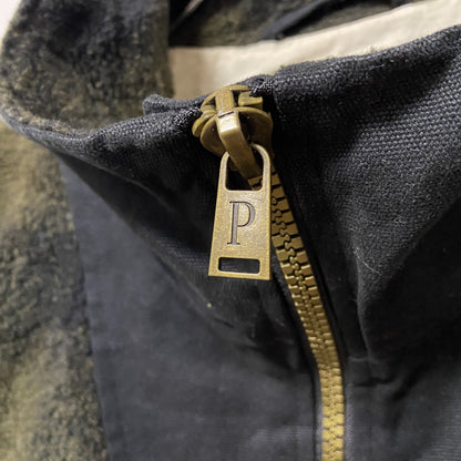 古着 used PENDLETON ペンドルトン　長袖フルジップフリース　ボアジャケット　オンブレチェック　黒緑　Ⅼサイズ　