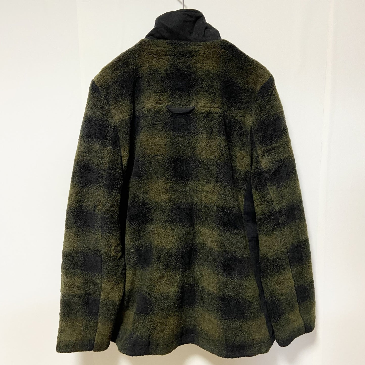 古着 used PENDLETON ペンドルトン　長袖フルジップフリース　ボアジャケット　オンブレチェック　黒緑　Ⅼサイズ　