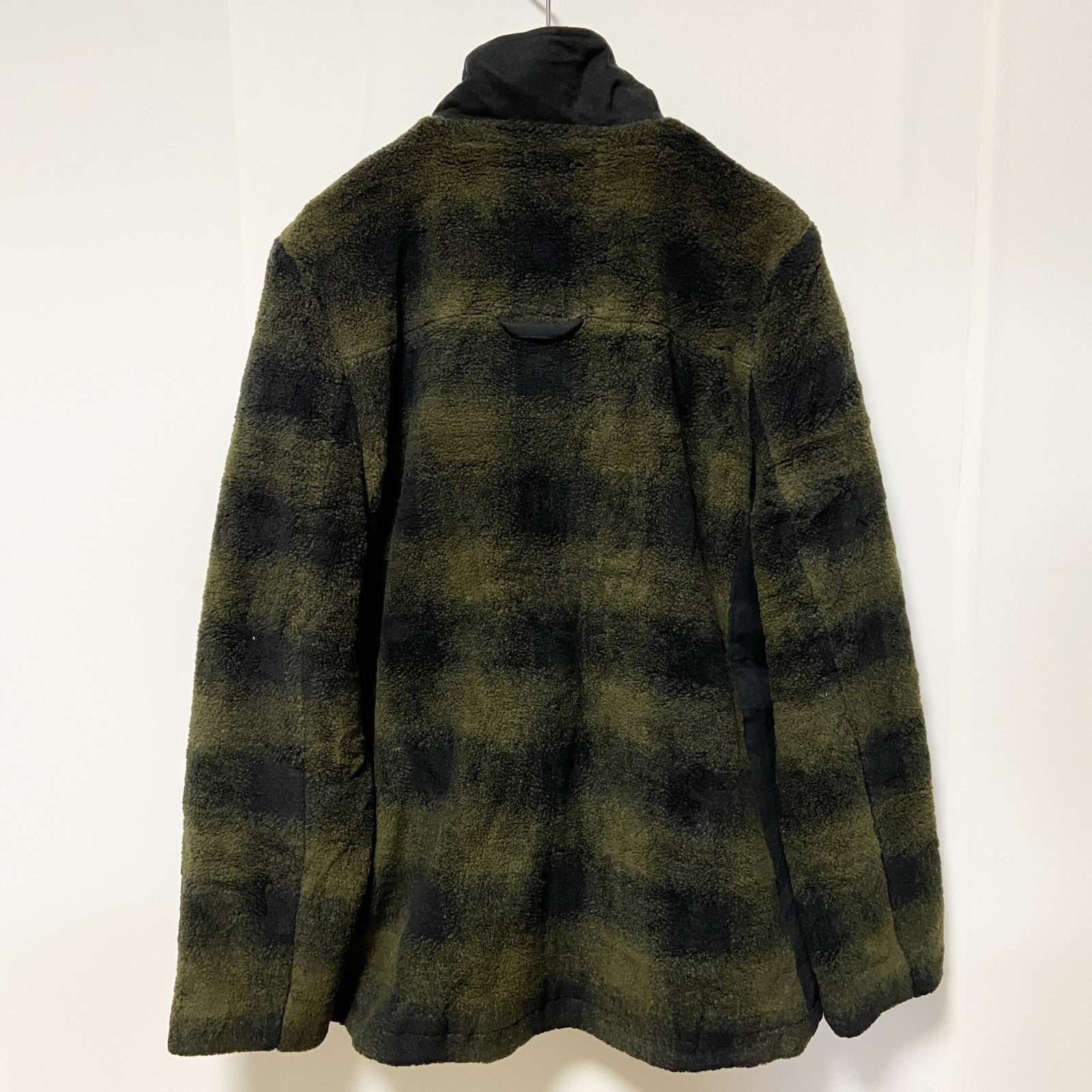 古着 used PENDLETON ペンドルトン　長袖フルジップフリース　ボアジャケット　オンブレチェック　黒緑　Ⅼサイズ　