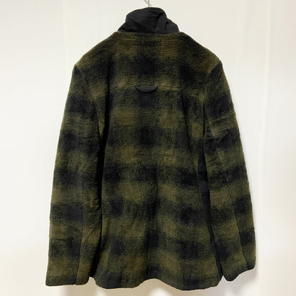 古着 used PENDLETON ペンドルトン　長袖フルジップフリース　ボアジャケット　オンブレチェック　黒緑　Ⅼサイズ　