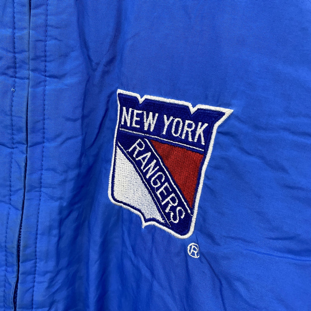 ～90s　LOGO7　NHL　NEW YORK RANGERS　フルジップナイロンジャケット　マルチカラー　青　ブルー　Lサイズ