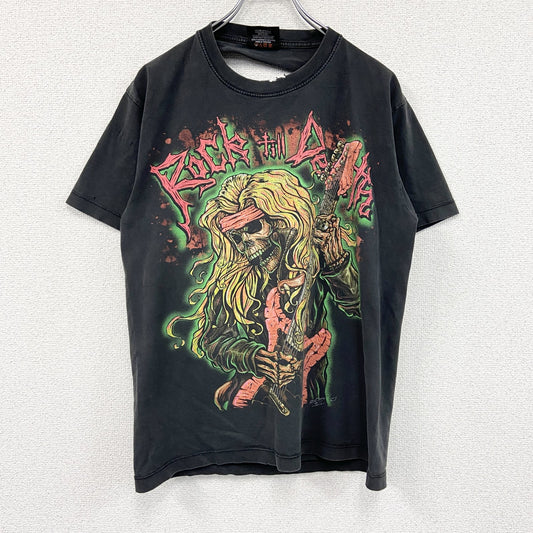 90s～　Rock Change　半袖プリントTシャツ　スカルT　ヴィンテージ　黒　ブラック　Mサイズ