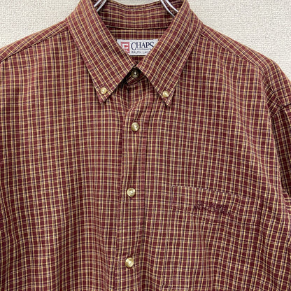 CHAPS　チャップス　Ralph Lauren　ラルフローレン　長袖ボタンダウンシャツ　チェック柄　赤茶色　Lサイズ