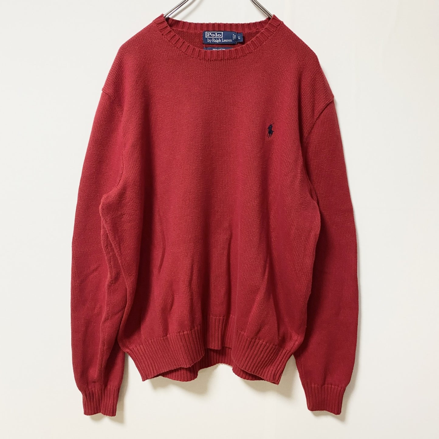 Polo by Ralph Lauren　ポロラルフローレン　長袖クルーネックニットセーター　赤　Lサイズ