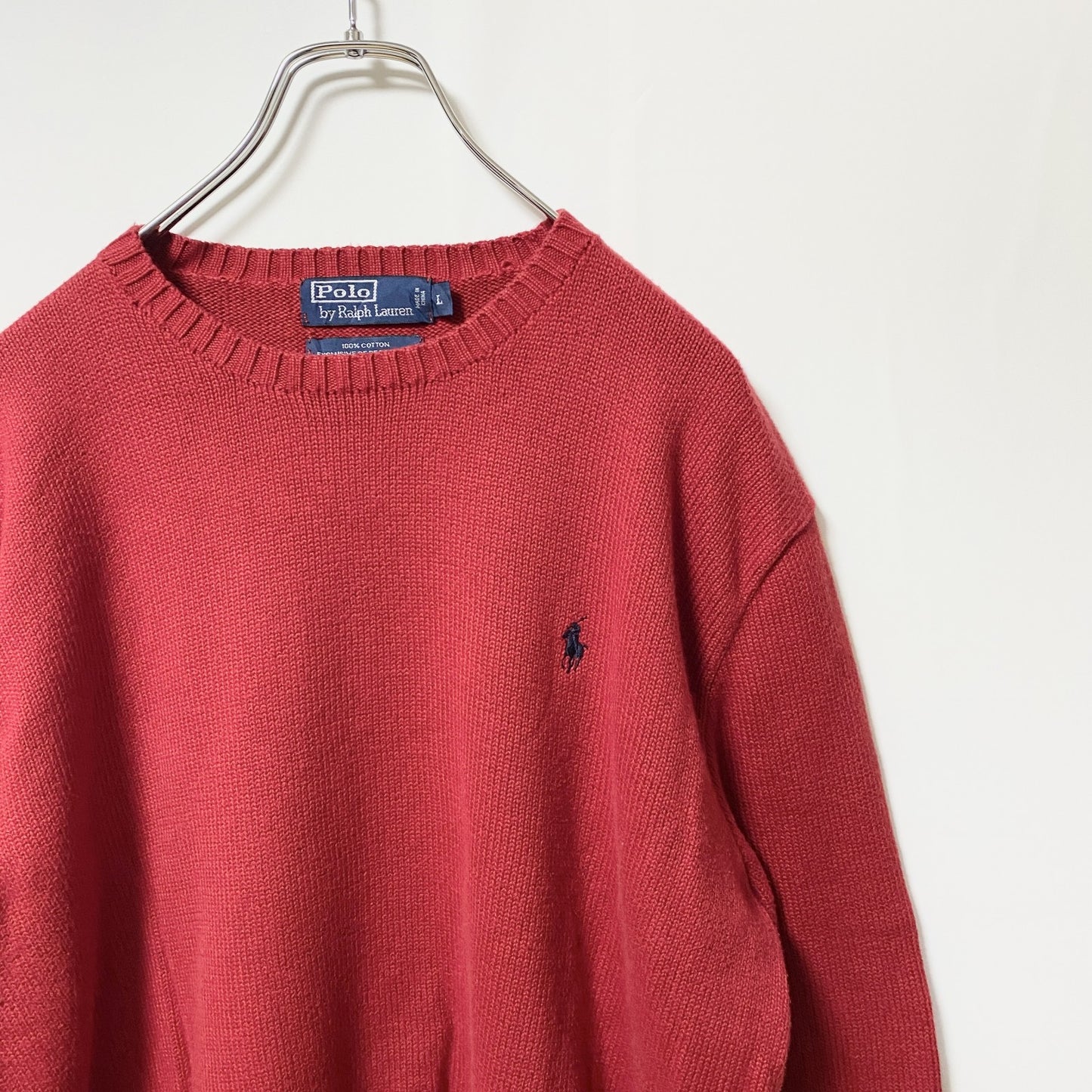 Polo by Ralph Lauren　ポロラルフローレン　長袖クルーネックニットセーター　赤　Lサイズ