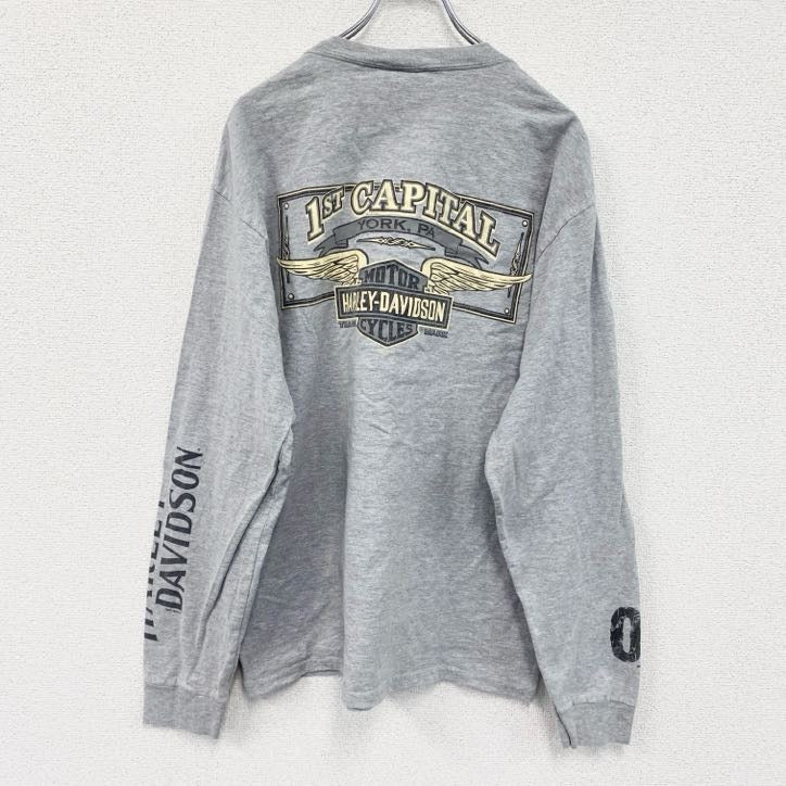 HARLEY DAVIDSON　ハーレーダビッドソン　長袖プリントTシャツ　グレー　Lサイズ