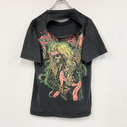 90s～　Rock Change　半袖プリントTシャツ　スカルT　ヴィンテージ　黒　ブラック　Mサイズ