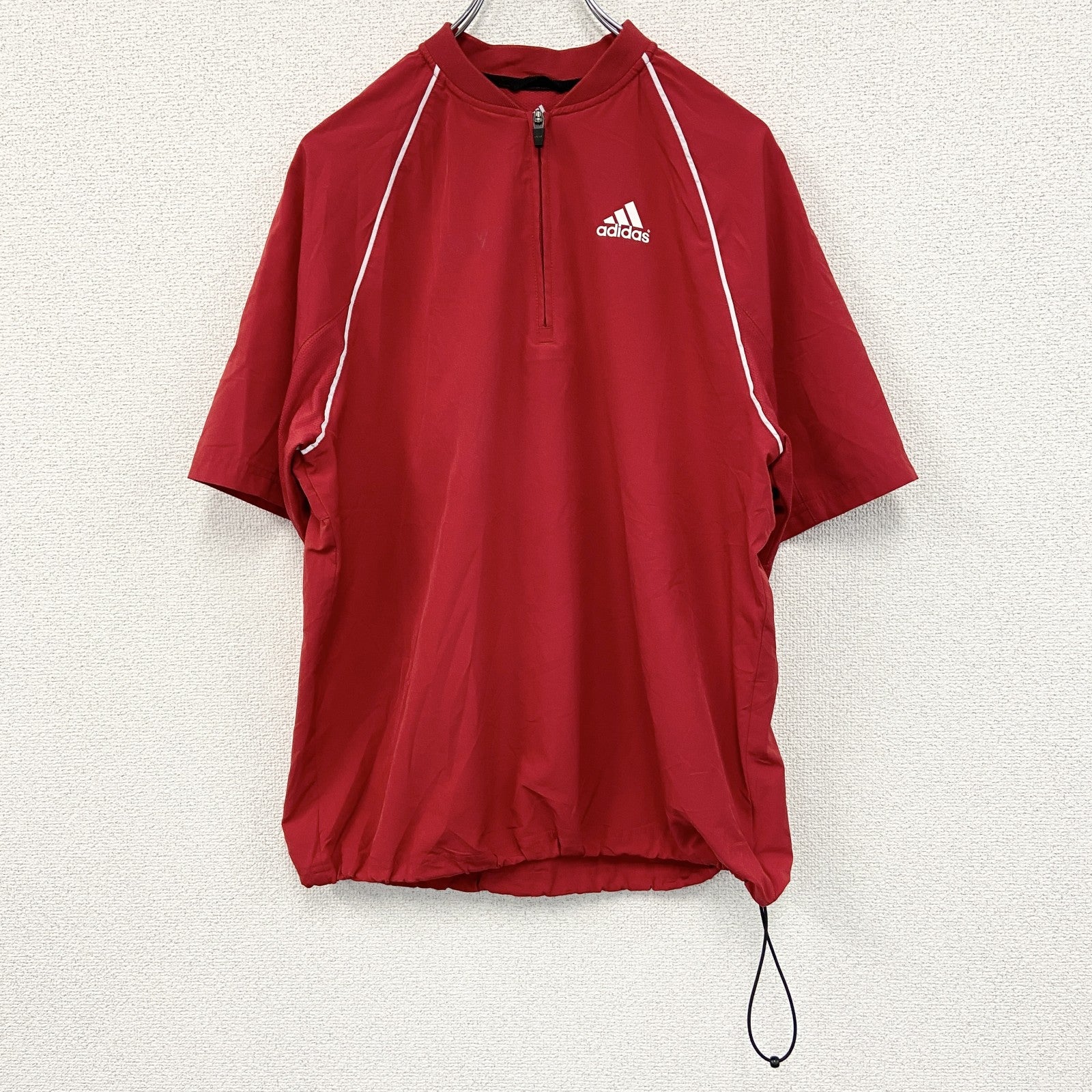 古着 used　adidas　アディダス　ハーフジップナイロンジャケット　赤　レッド　Mサイズ