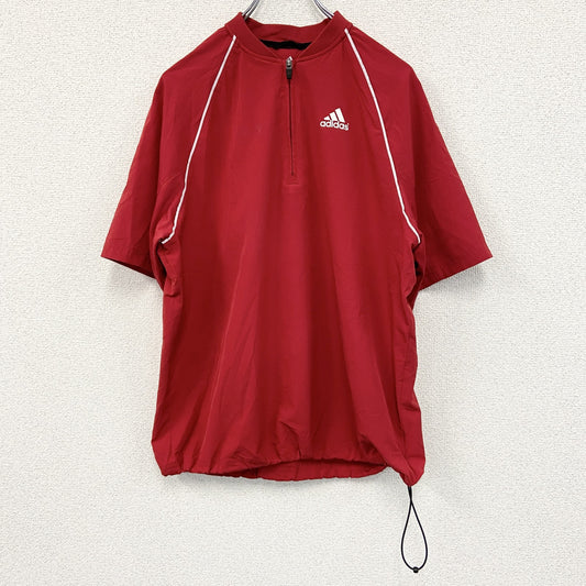 古着 used　adidas　アディダス　ハーフジップナイロンジャケット　赤　レッド　Mサイズ