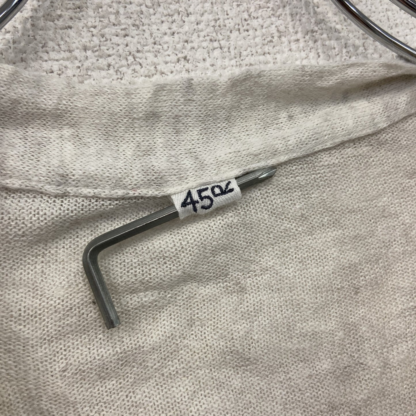 45R　リネン混コットンニットカーディガン　白　ホワイト