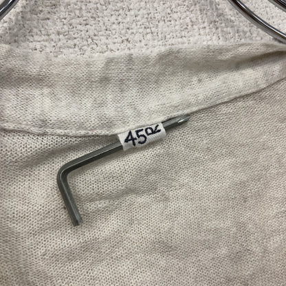 45R　リネン混コットンニットカーディガン　白　ホワイト