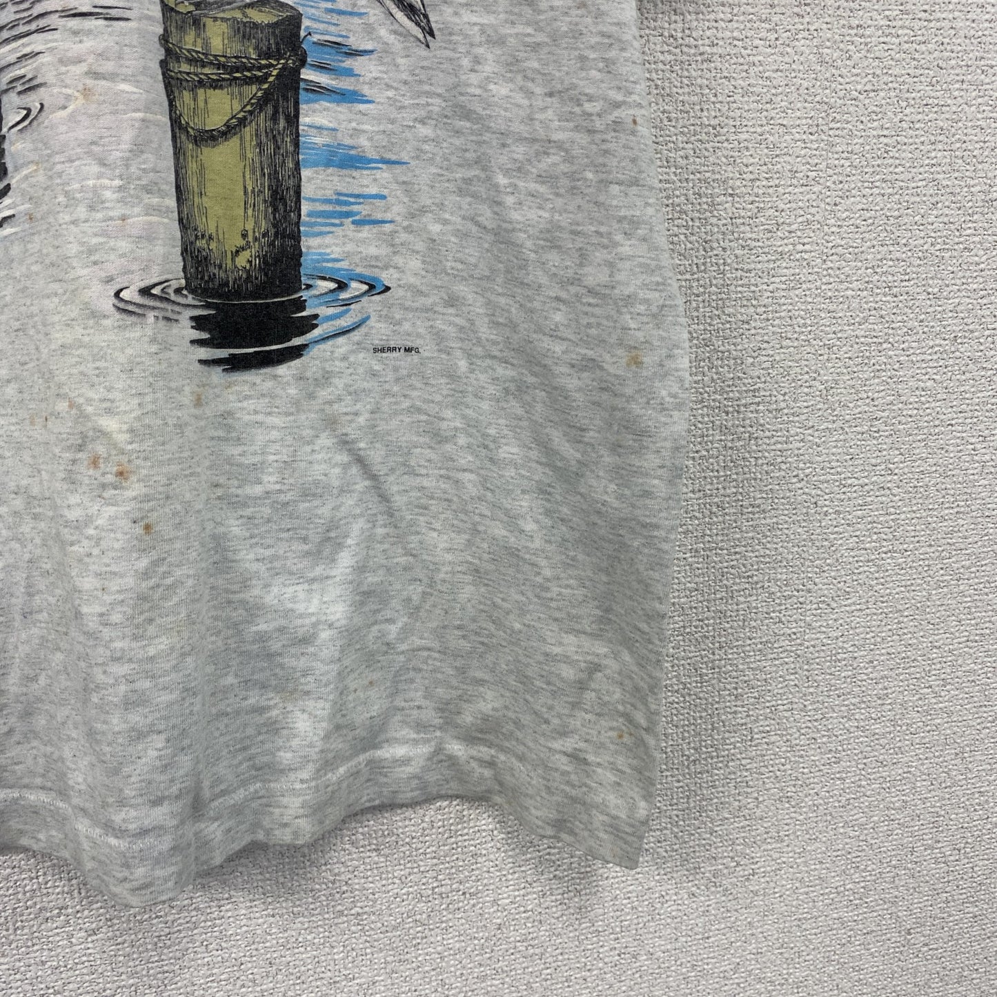 80s　SCREEN STARS BEST　半袖プリントTシャツ　ペリカン　ヴィンテージ　霜降りグレー　Lサイズ　