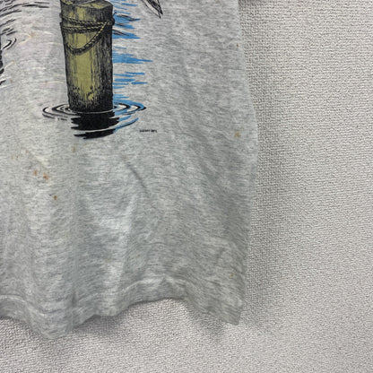 80s　SCREEN STARS BEST　半袖プリントTシャツ　ペリカン　ヴィンテージ　霜降りグレー　Lサイズ　