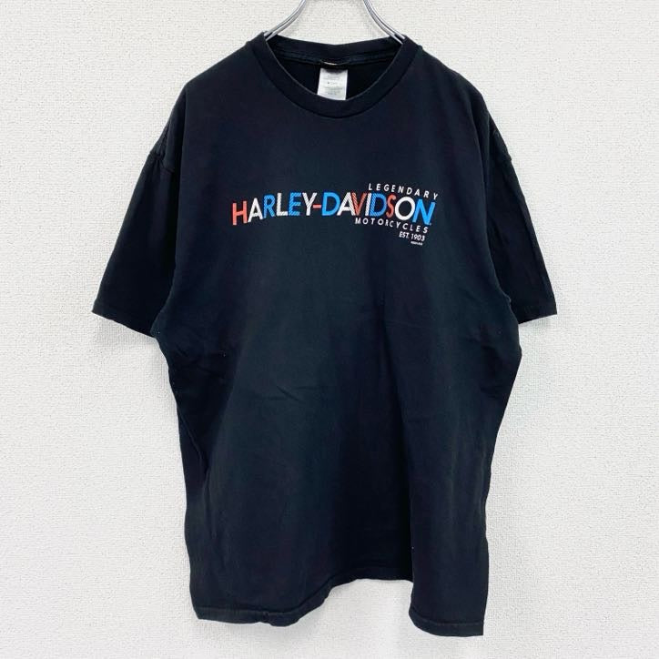 HARLEY DAVIDSON　ハーレーダビッドソン　半袖プリントTシャツ　黒　ブラック　XLサイズ