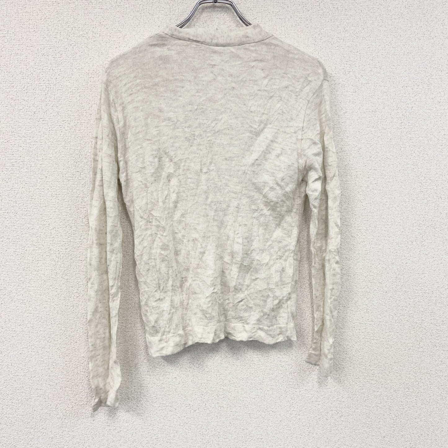 45R　リネン混コットンニットカーディガン　白　ホワイト