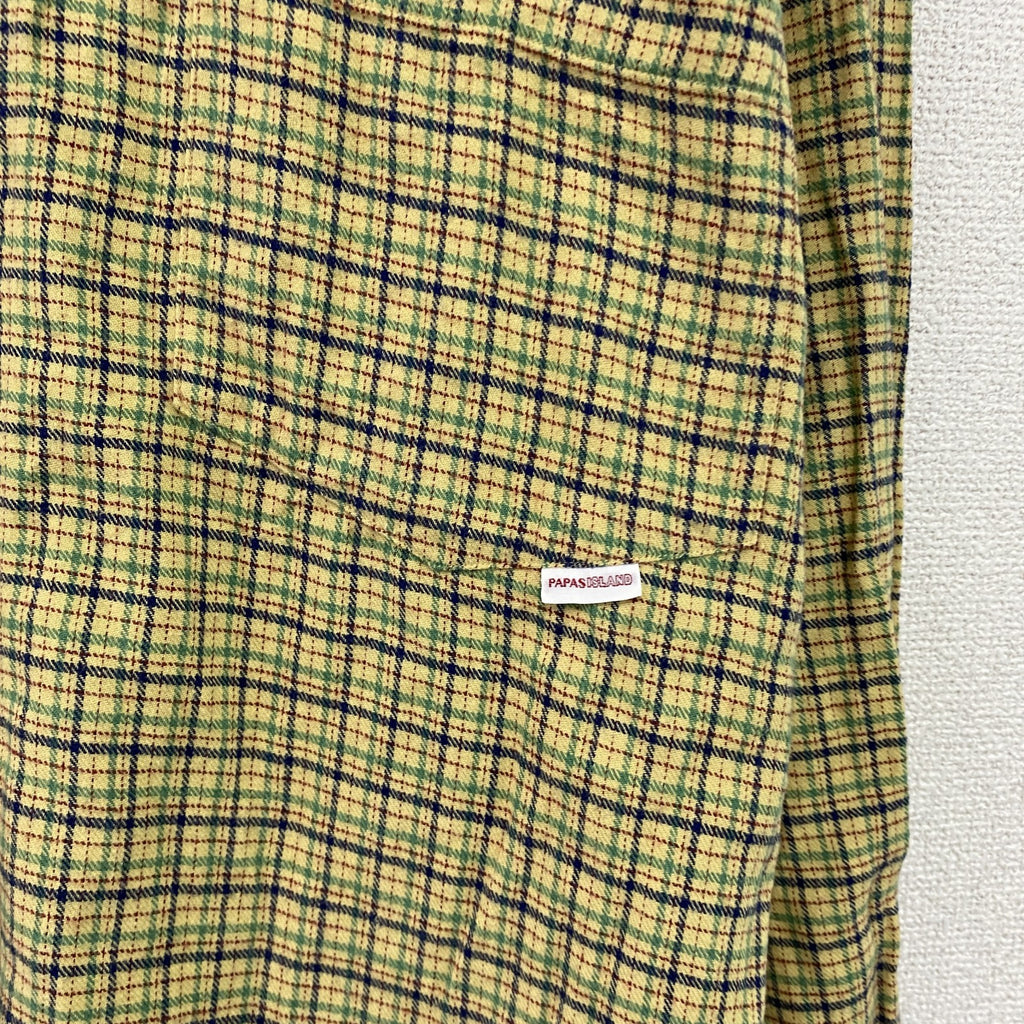 Papas　パパス　長袖シャツ　チェック柄　黄色　イエロー　Lサイズ　