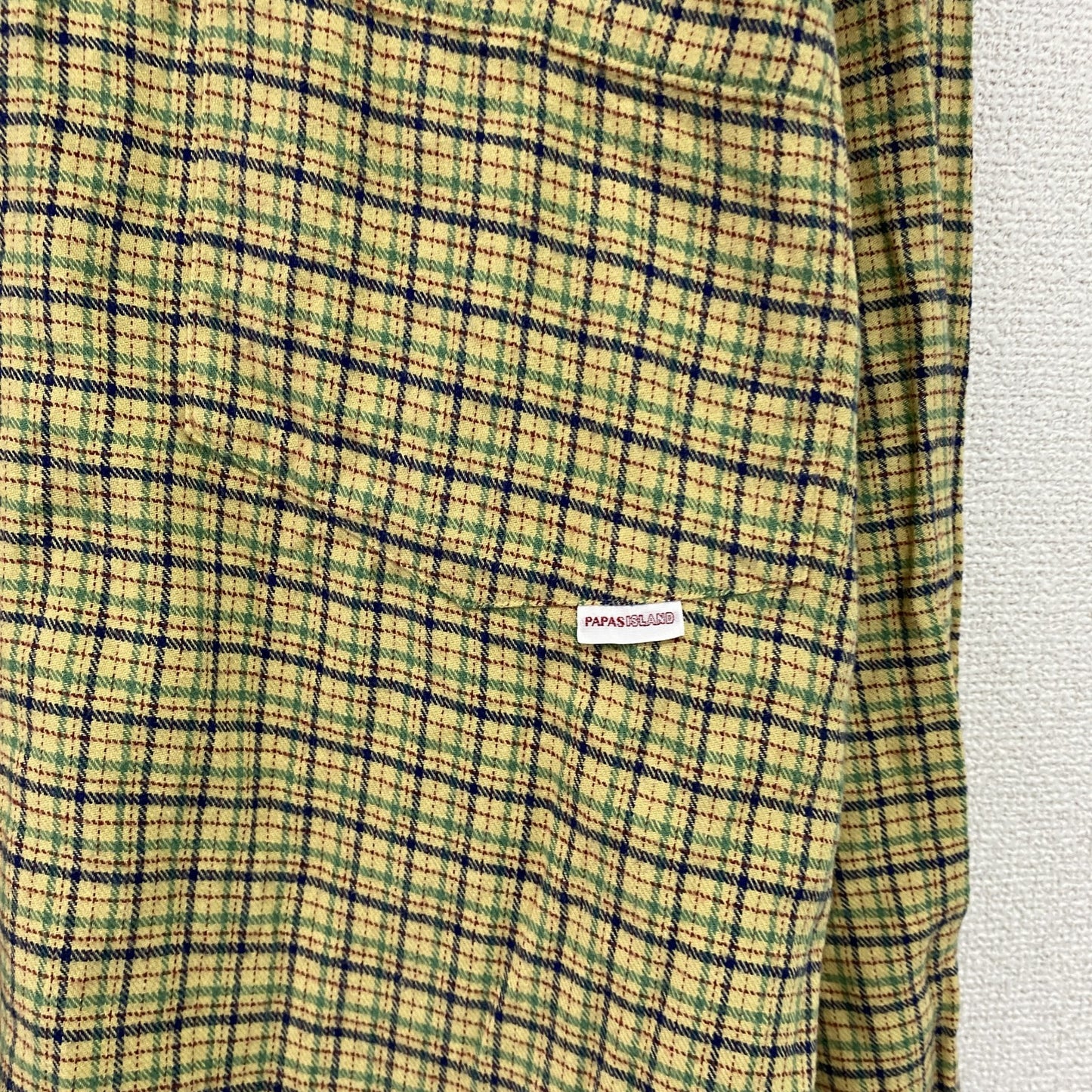 Papas　パパス　長袖シャツ　チェック柄　黄色　イエロー　Lサイズ　